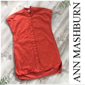 Ann Mashburn Orange Cotton Button Up Shirt Dress